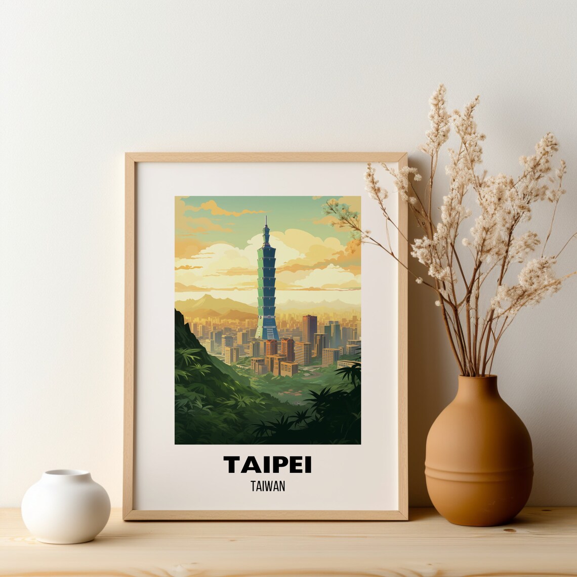Taipei 101 Tower City Skyline Golden Hour Taiwan Travel Poster - Image 2