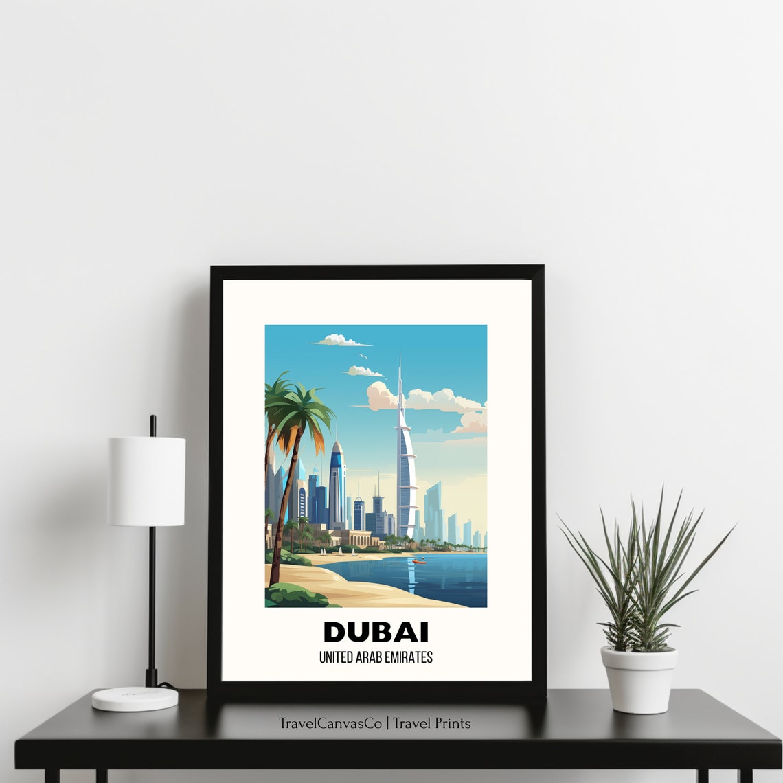 Dubai UAE Beachfront Skyline Futuristic City Scene Travel Poster - Image 3