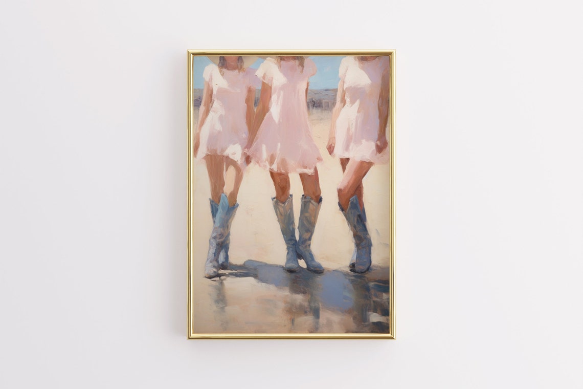 3 Cowgirls Coastal Cowgirl Trendy Print Beach Cowgirl Wall Art Cowboy Boots Preppy Decor Dorm Decor - Image 2