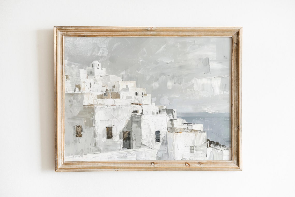 Mykonos Greece Whitewashed Village Abstract Coastal Art Poster