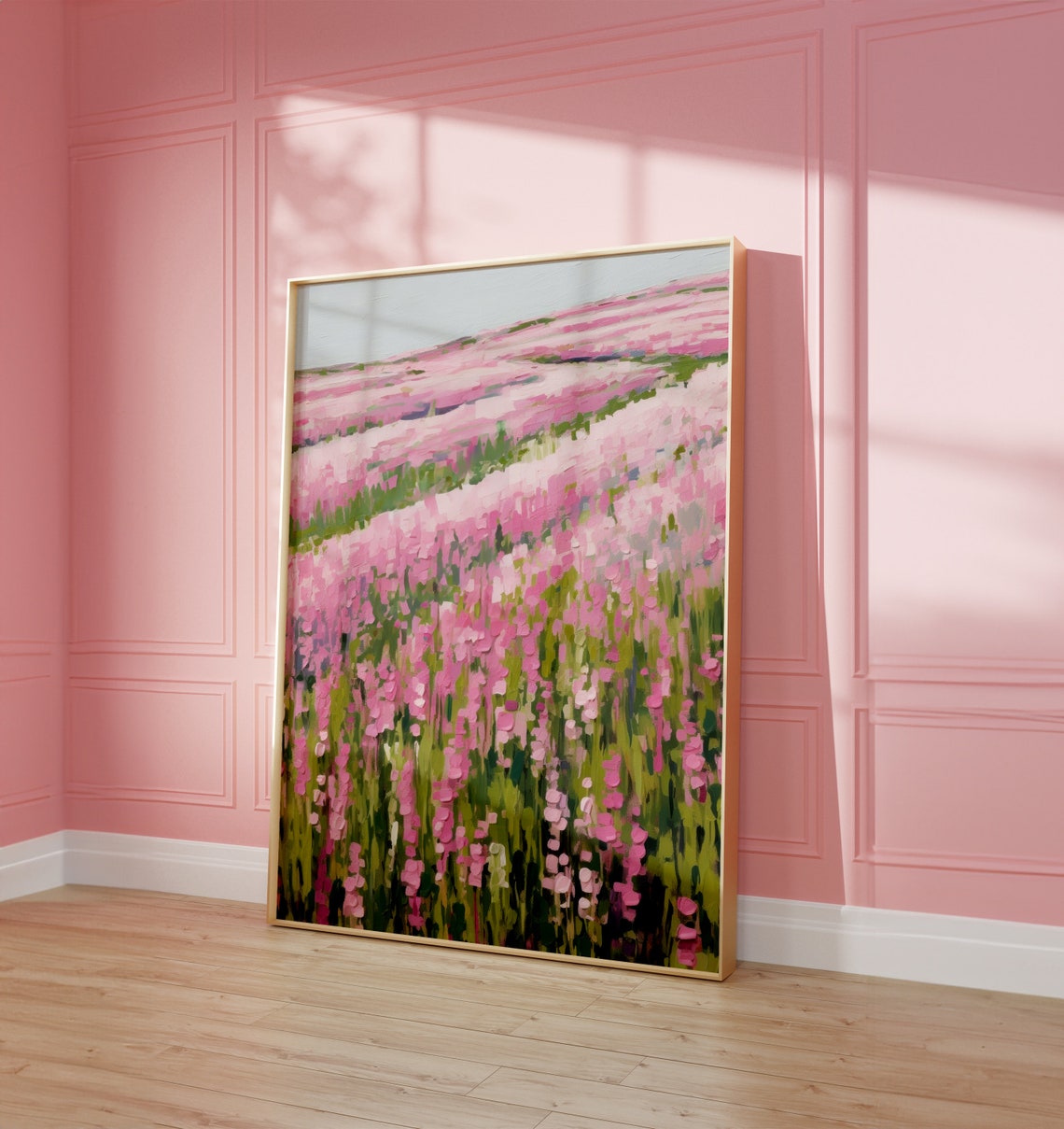 Pink Flower Field Impressionist Wildflower Meadow Spring Bloom Poster - Image 3