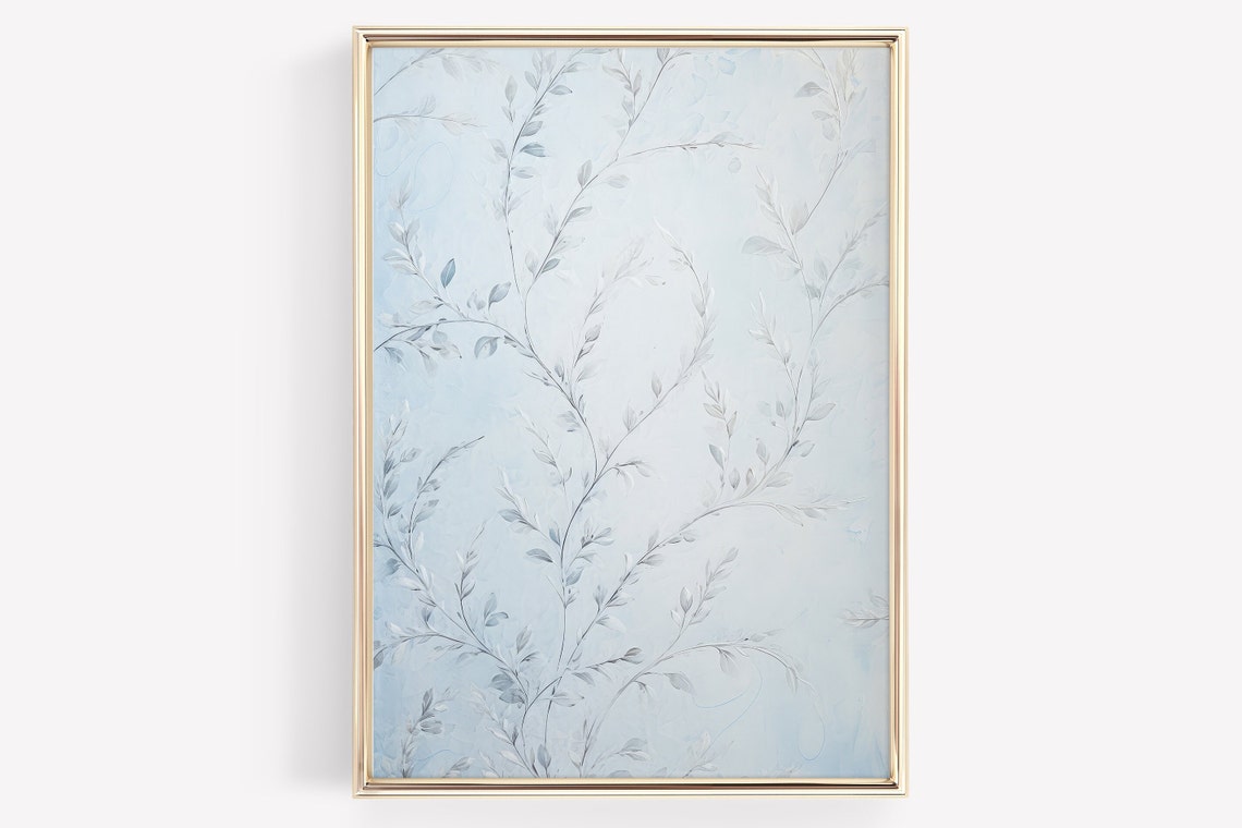 Blue Floral Pattern Vintage Nursery Print Nursery Wall Decor Nursery Art Vintage Art Botanical Wall Art