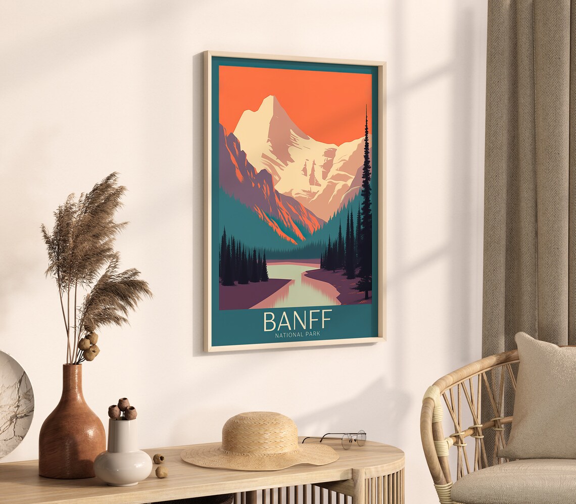 Banff National Park Snowy Mountain Retro Travel Style Poster - Image 4