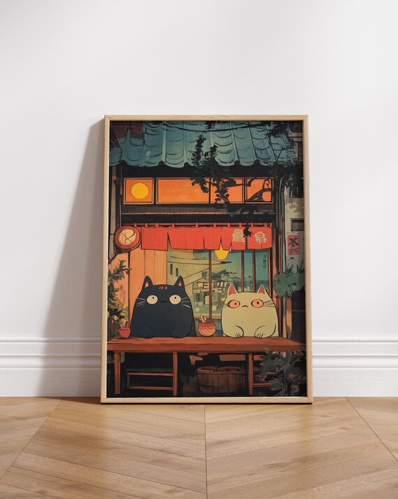 Whimsical Cat Restaurant Posters Cozy Home Decor Wall Art For Lovers Cute Animal Prints And Living Ghibliinspired