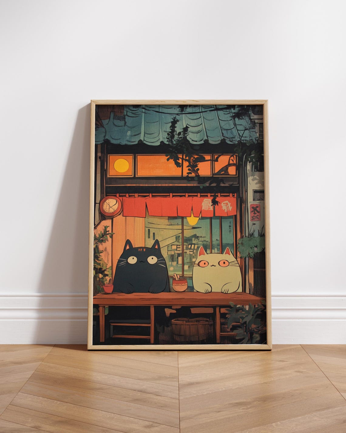 Whimsical Cat Restaurant Posters Cozy Home Decor Wall Art For Lovers Cute Animal Prints And Living Ghibliinspired