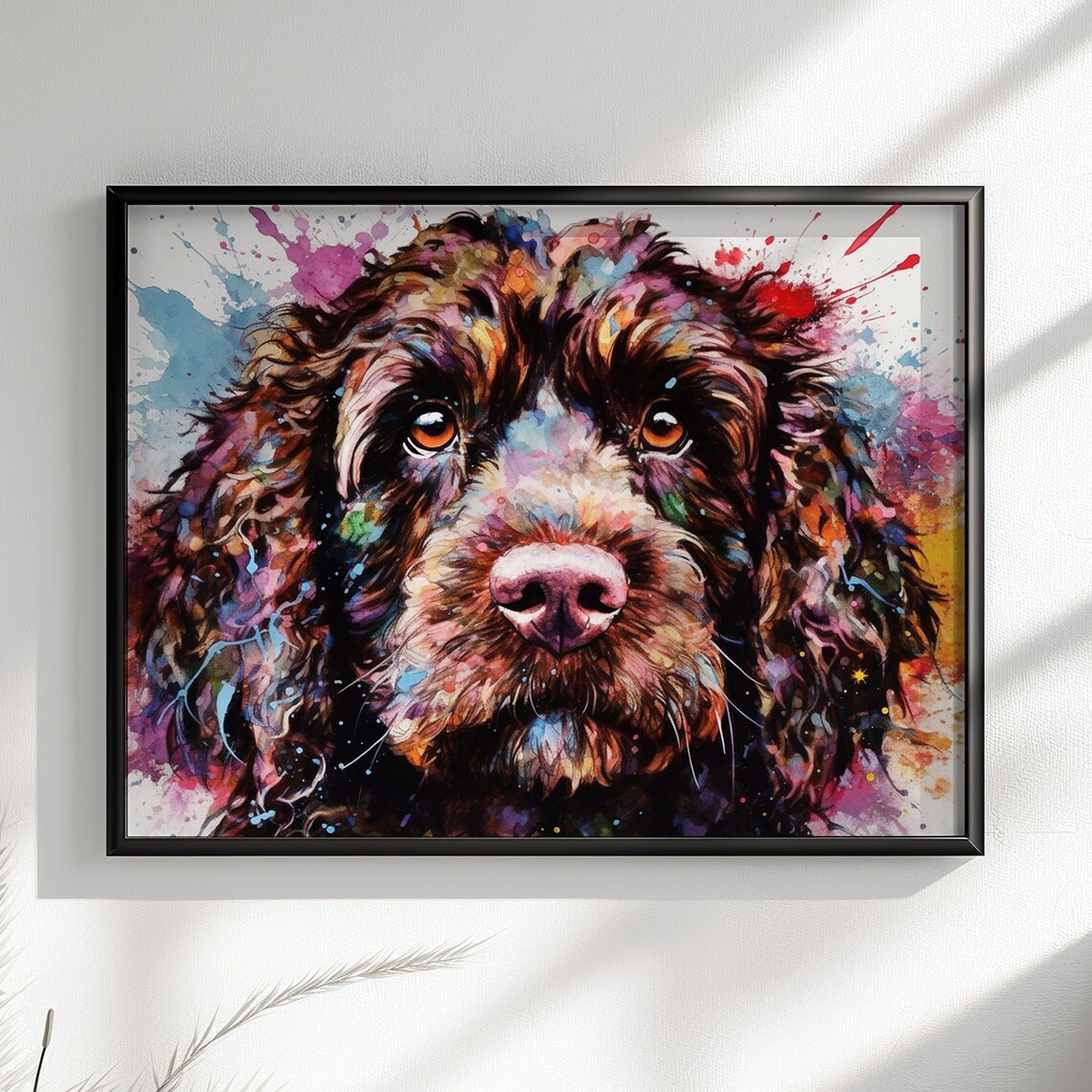 Chocolate Cockapoo Watercolor Dog Art Print
