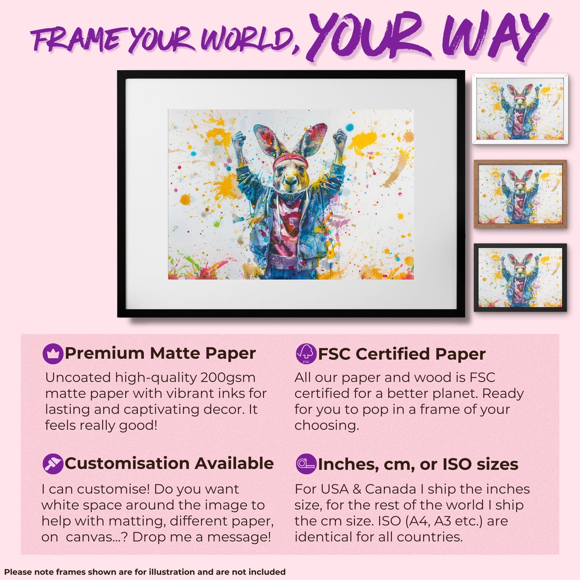 Cheering Kangaroo In Hoodie Fists Raised Paint Splash Fun Poster - Image 2
