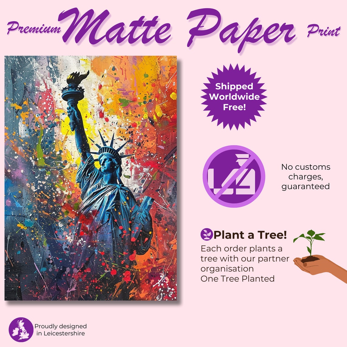 Statue Of Liberty New York City Poster Print Street Art Graffiti Painting Paint Splash Cityscape Abstract Travel Gift Manhattan America Usa - Image 3