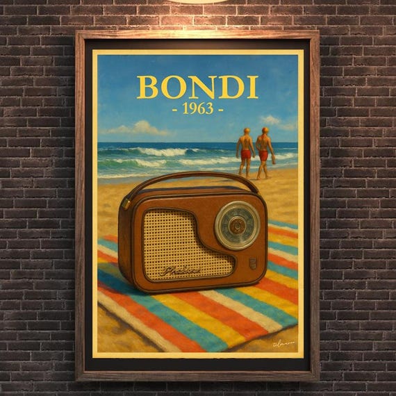 Bondi Beach 1963 Retro Print Vintage Australian Coastal Art