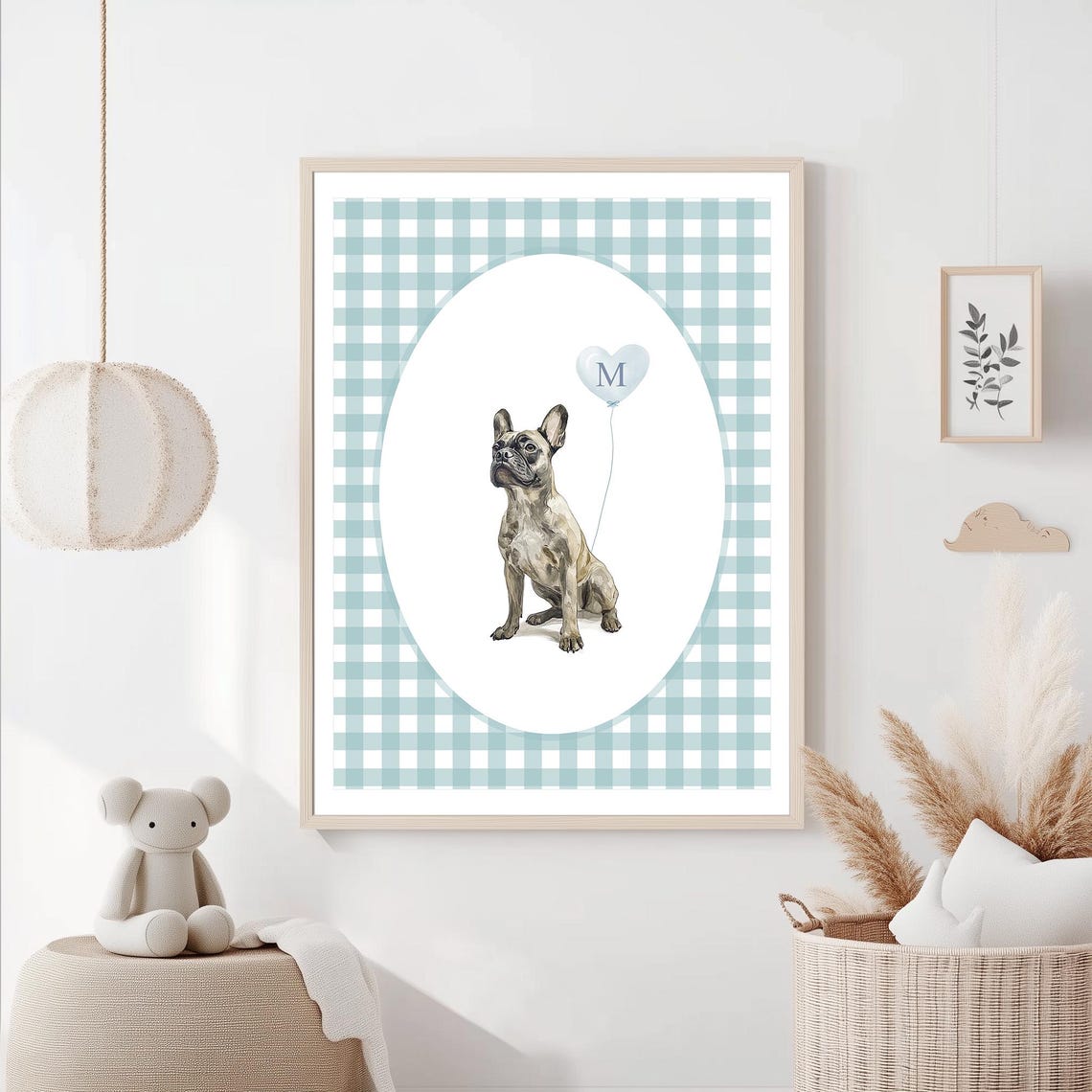 Nursery Wall Art Print Pet Portrait Custom Dog Painting From Photo Pet Memorial Gift William Morris Print Bulldog Watercolor Painting - Image 3