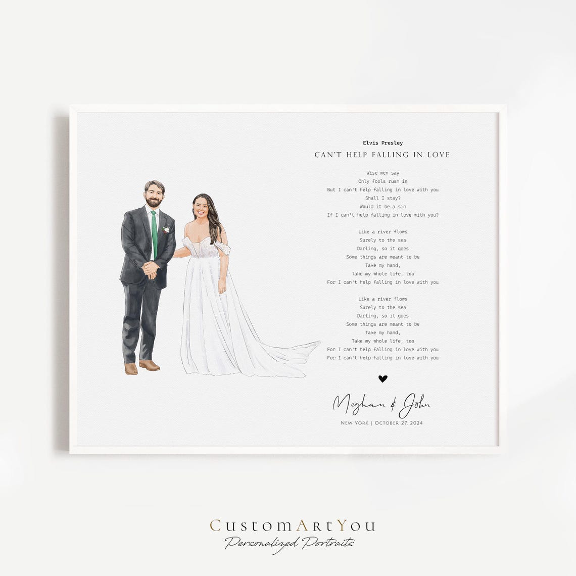 Bruno Mars Marry You Lyrics Custom Wedding Portrait Art Poster - Image 3
