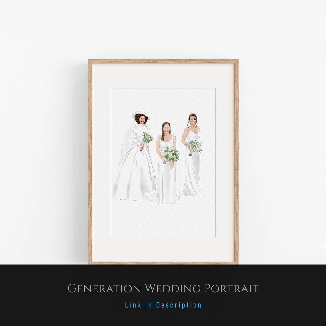 Maddie And Henry Watercolor Wedding Portrait Guest Book Alternative Poster - Image 2