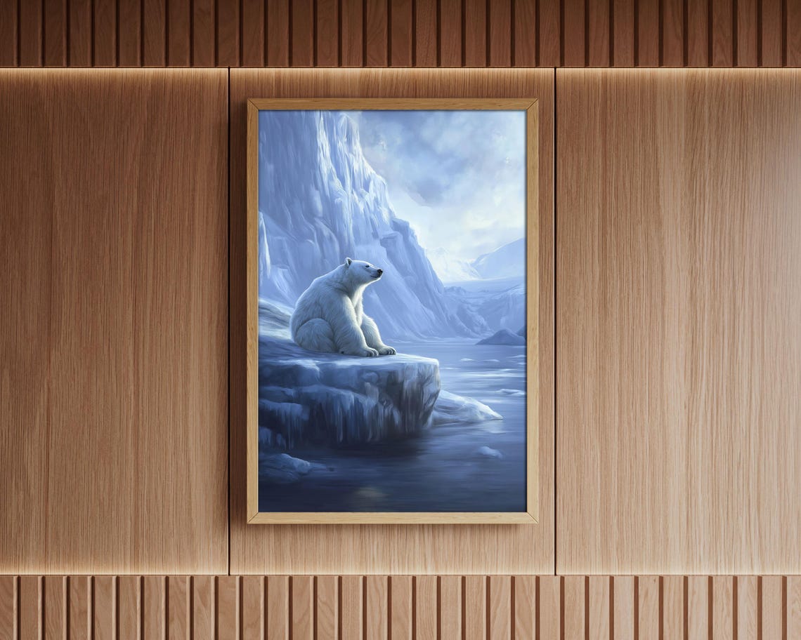 Polar Bear Sitting On Arctic Iceberg Blue Glacier Wildlife Poster - Image 3