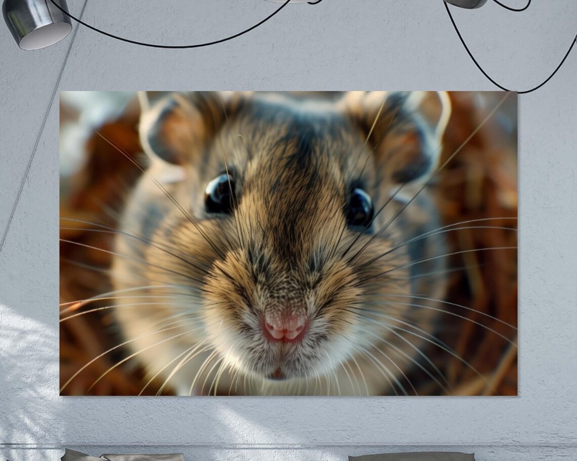 Hamster Extreme Close Up Cute Whiskers Furry Pet Photo Wall Art Poster - Image 2