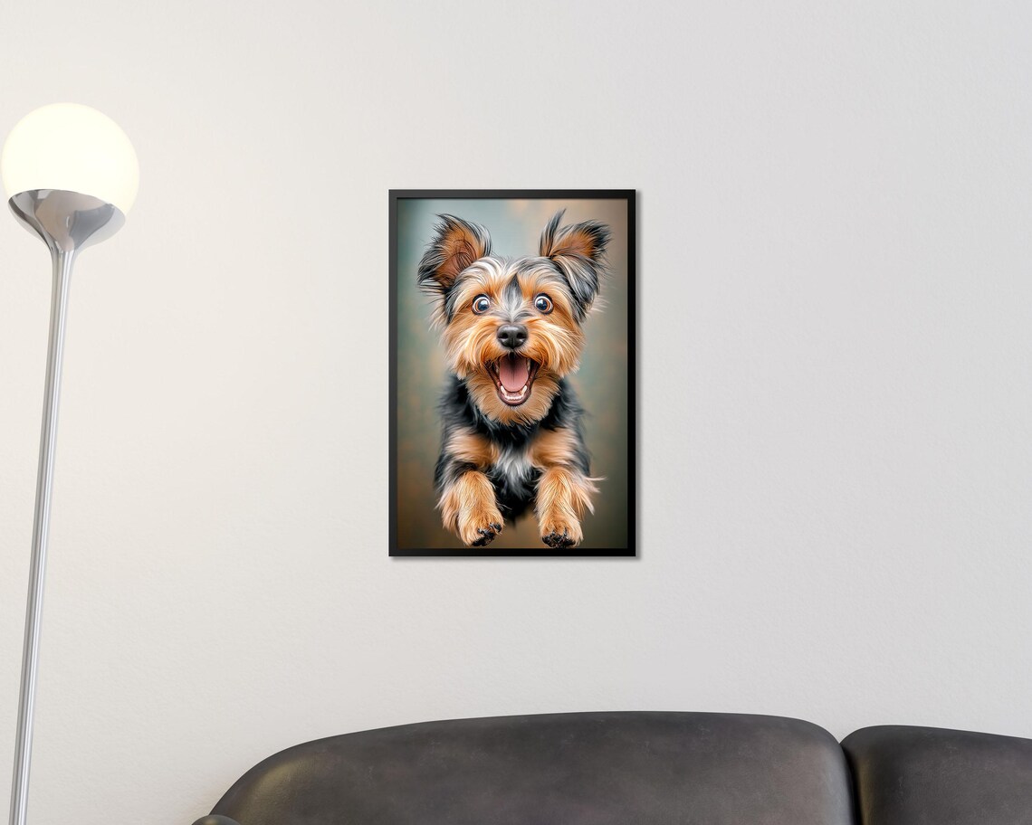 Happy Yorkie Dog Wall Art Playful Yorkshire Terrier Poster For Pet Lovers Cute Dog Wall Decor Animal Art Print For Living Room Or Nursery - Image 2