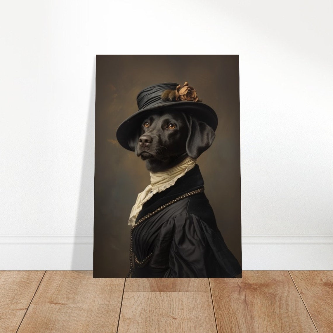Distinguished Black Dog Victorian Hat Elegant Pet Portrait Poster - Image 4