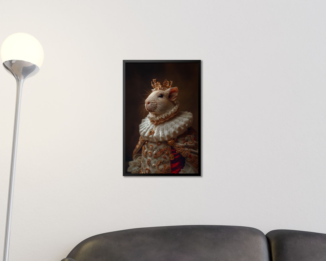 Royal Guinea Pig In Gold Crown Regal Pet Portrait Wall Art Poster - Image 2