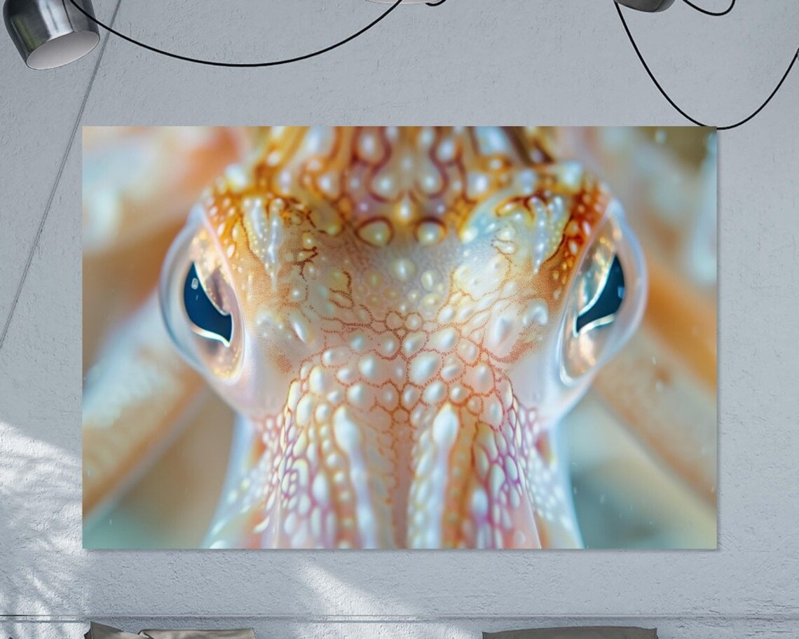 Cuttlefish Extreme Close Up Eyes Textured Skin Ocean Photo Wall Art Poster - Image 2
