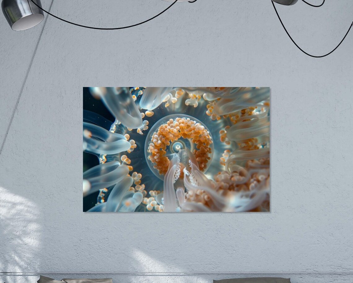 Jellyfish Macro Photo Translucent Tentacles Abstract Ocean Wall Art Poster - Image 3