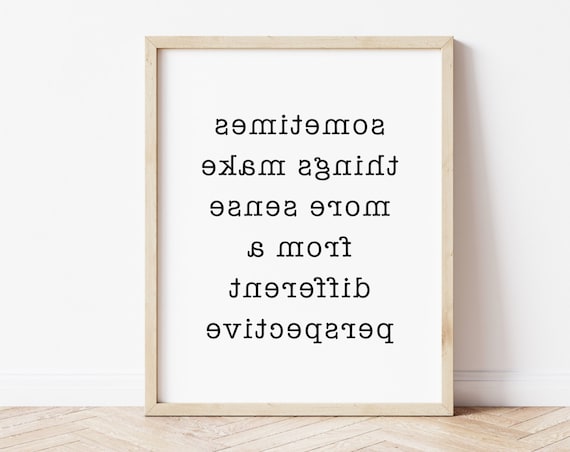 Different Perspective Mirror-Read Clever Minimalist Quote Poster