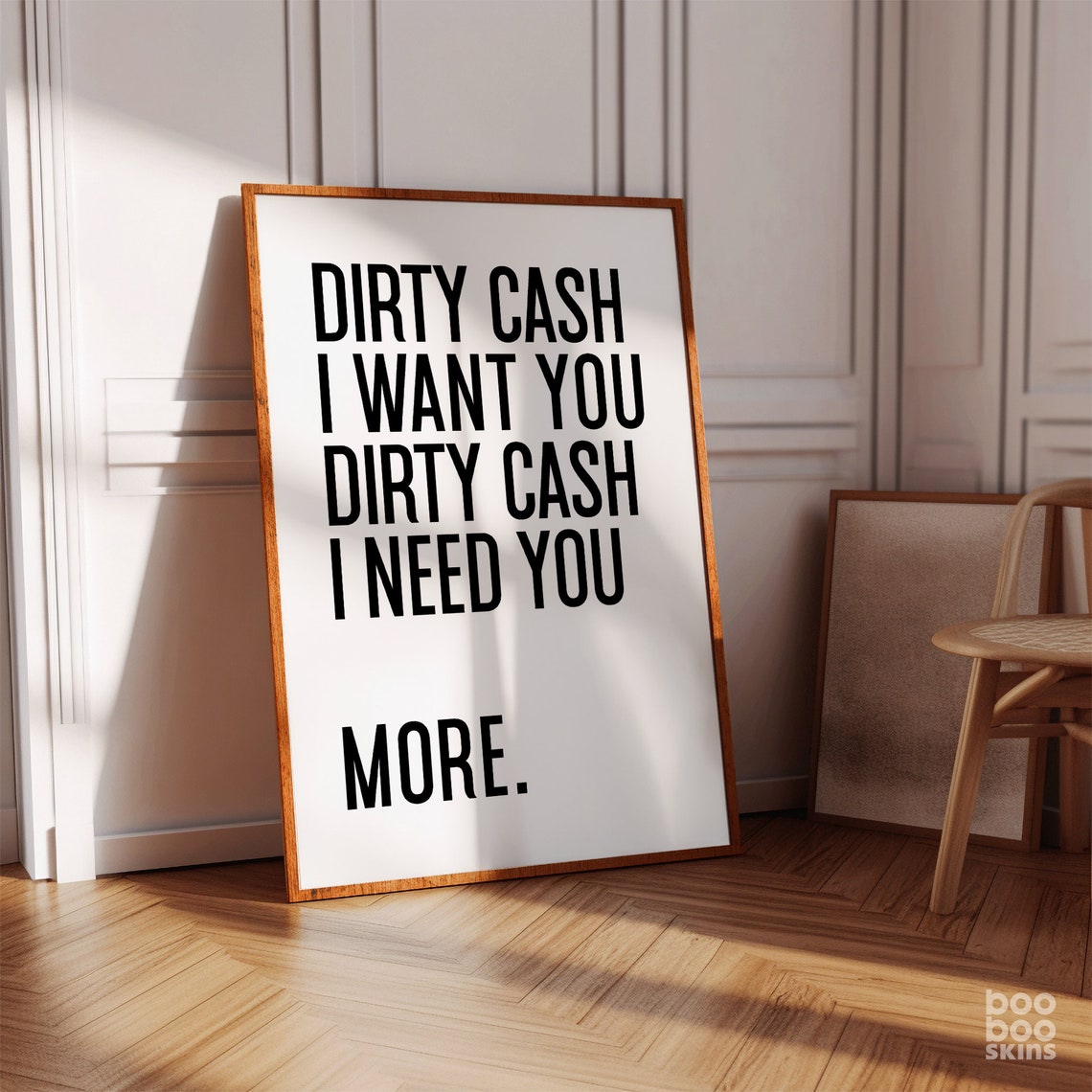 Dirty Cash Hit Song Lyrics Bold Black Typography Quote Wall Art