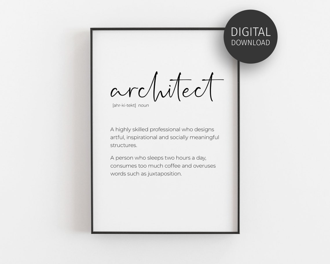 Architect Definition Funny Architect Career Graduation Gift Wall Art