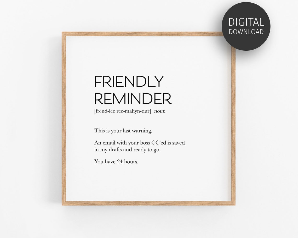 Friendly Reminder Last Warning Office Dictionary Definition Wall Art - Image 3