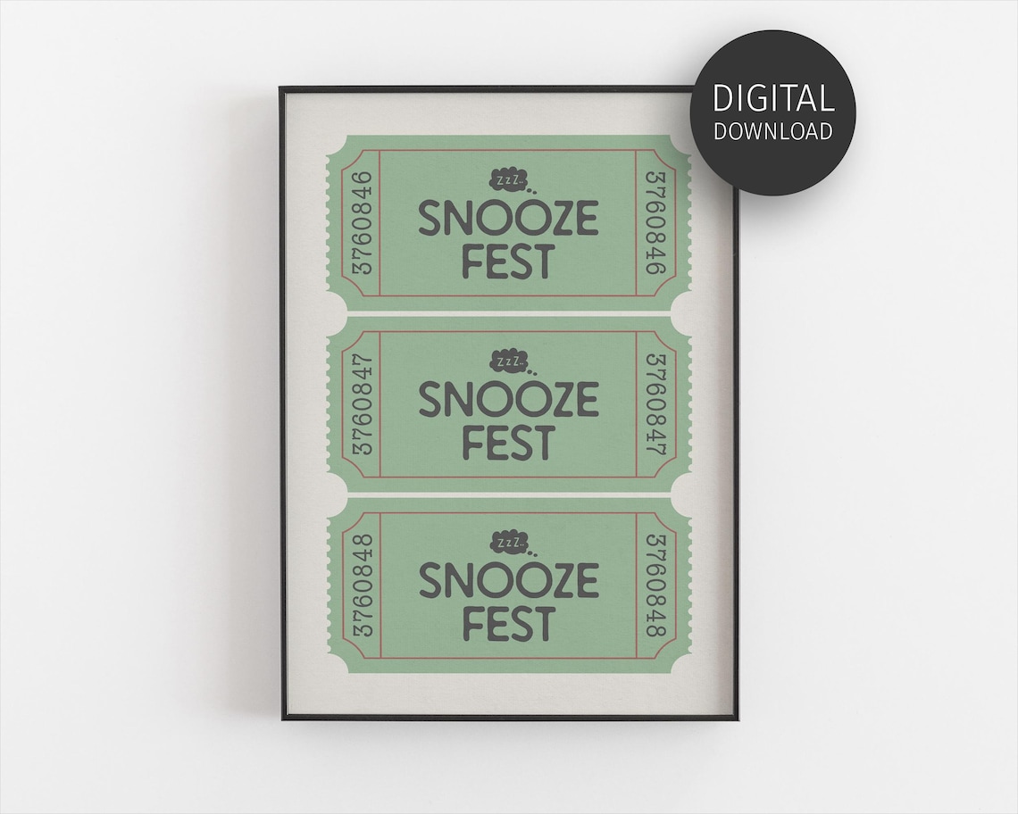 Snooze Fest Vintage Sleep Ticket Trio Mint Green Bedroom Wall Art
