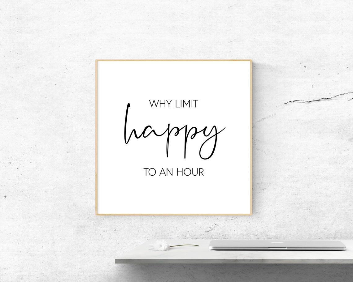 Why Limit Happy to an Hour Script Wall Art Bar Cart Happy Hour Decor - Image 3