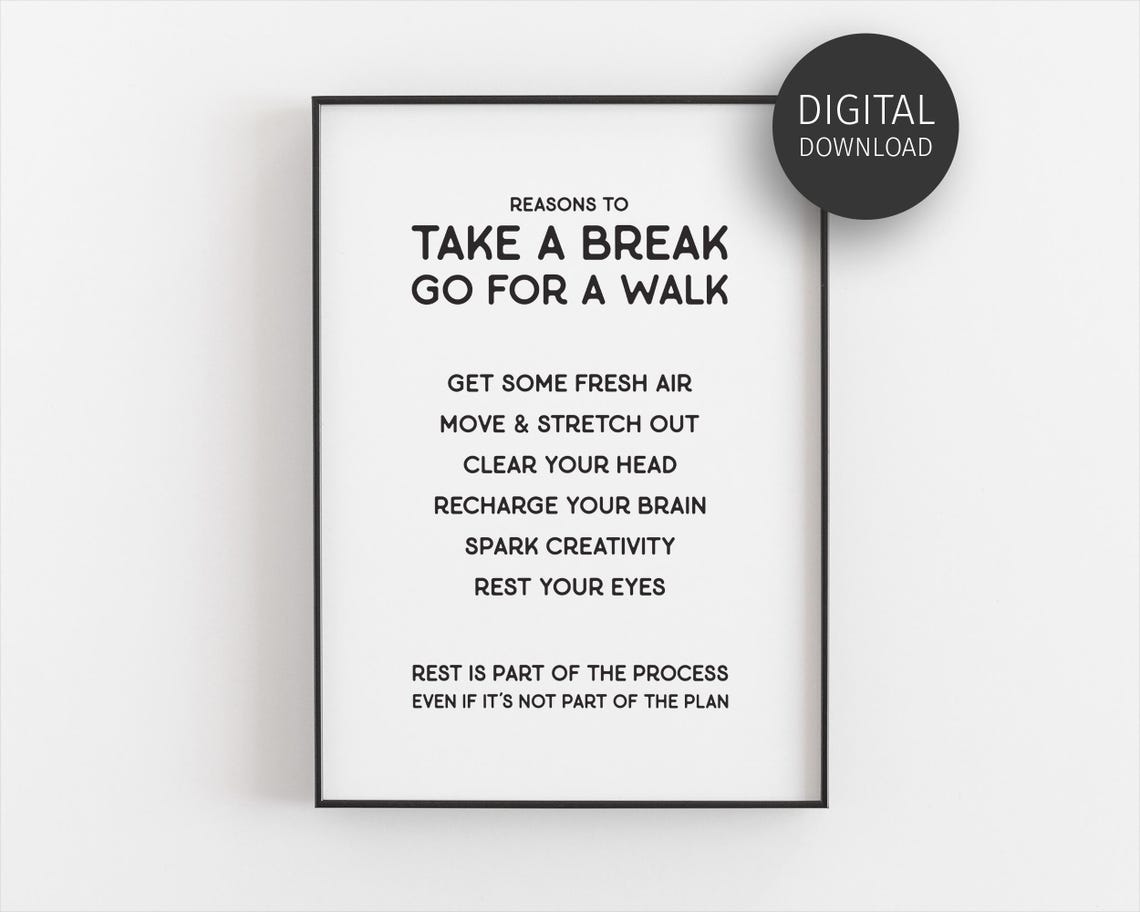 Reasons To Take A Break Go For A Walk Self Care Office Poster - Image 4