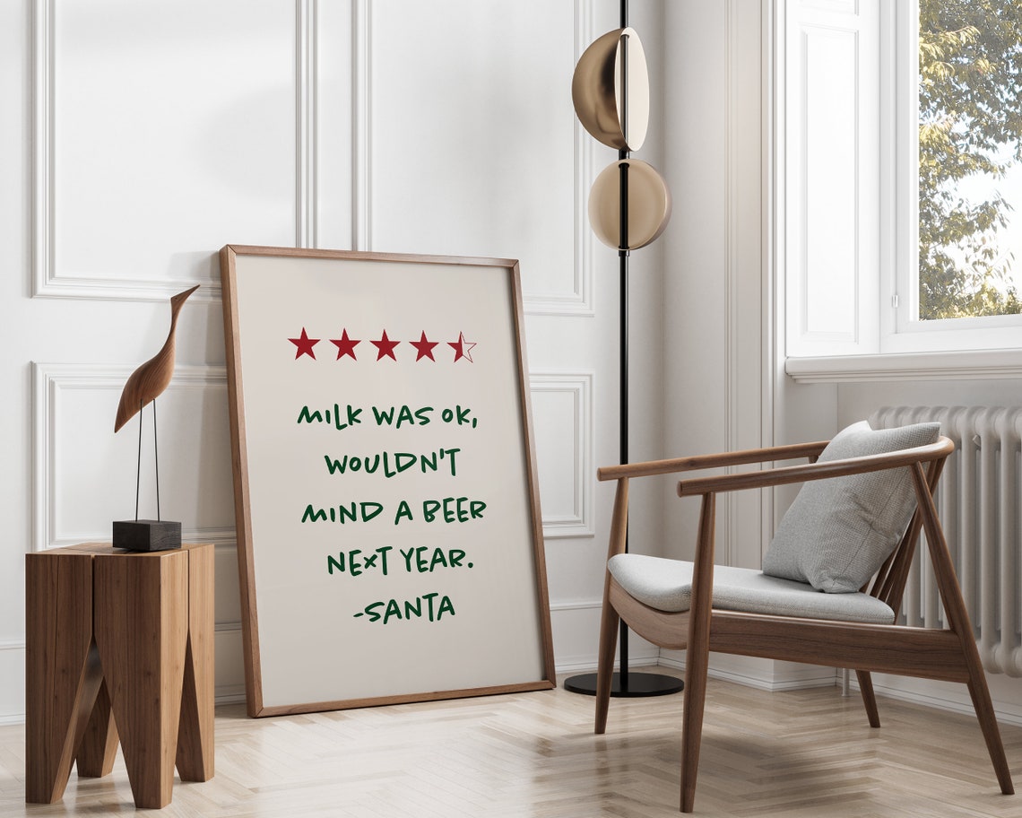 Santa Beer Review Funny Christmas Quote Humor Kitchen Poster - Image 3