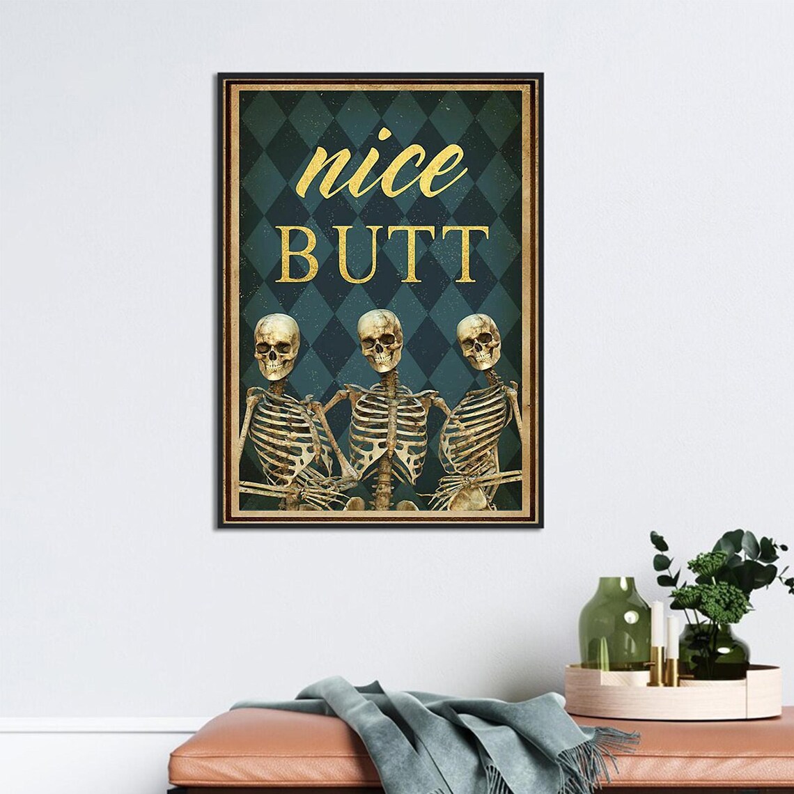 Three Skeleton Bathroom Art Funny Nice Butt Poster Skeleton Funny Bathroom Print Restroom Decoration Humorous Toilet Decor - Image 2