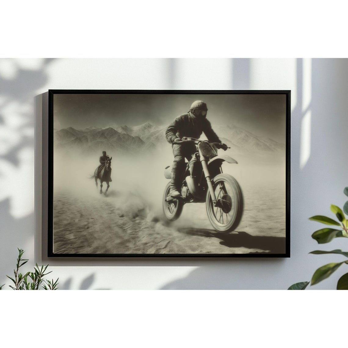 Classic Vintage Motorcycle Racing Horse Desert Speed Photo Poster