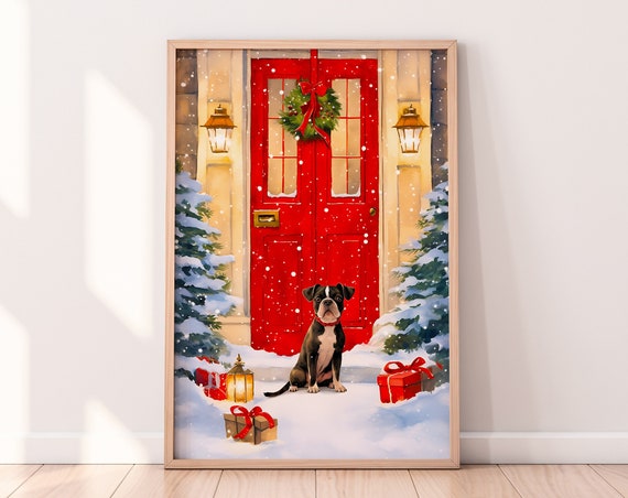 Christmas Dog Print, Holiday Decor Art Print