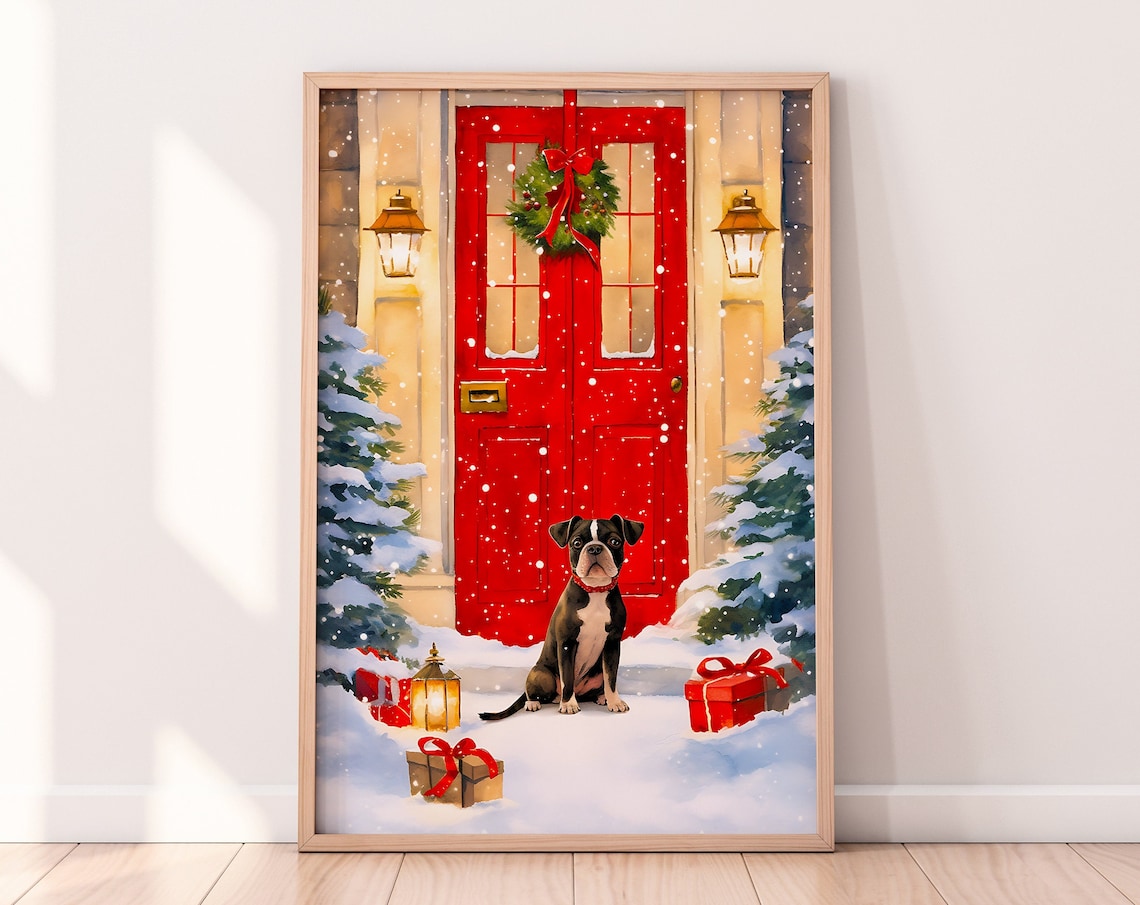 Christmas Dog Print, Holiday Decor Art Print