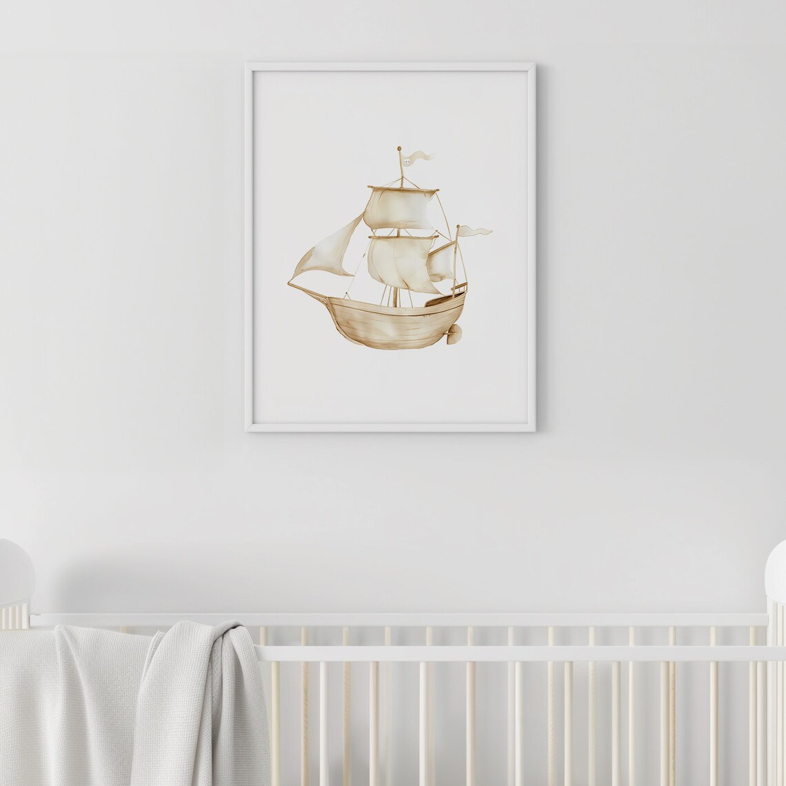 Watercolor Pirate Ship Nautical Kids Room Adventure Story Print - Image 3