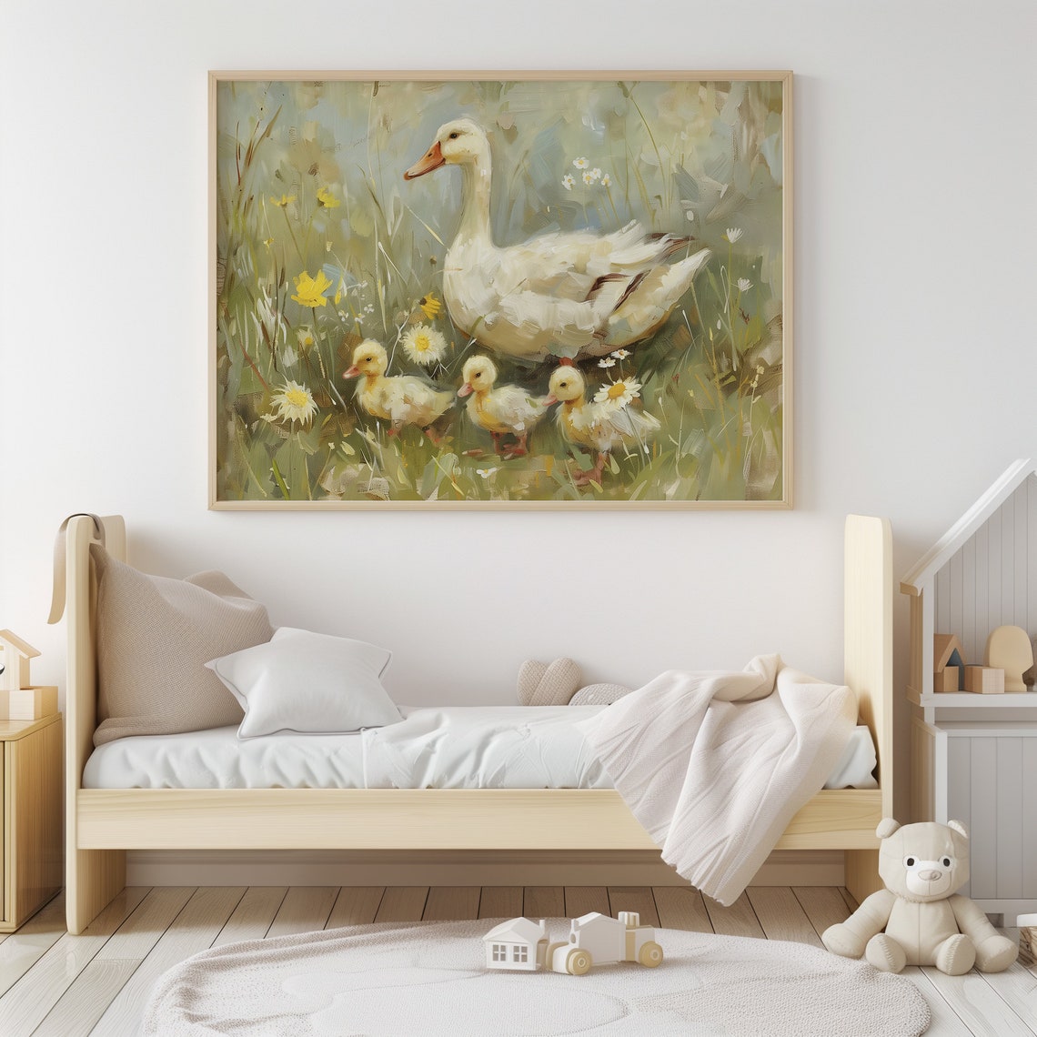 Vintage Duck Painting Wall Art Duckling Wall Art Print Oil Painting Farmhouse Wall Art Antique Nursery Kids Bedroom Wall Art - Image 4