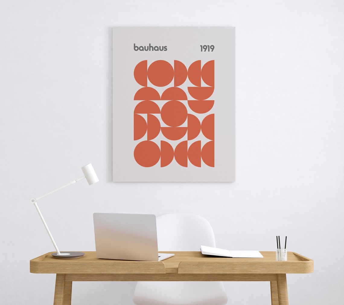 Bauhaus Vermillion Red Circle Grid 1919 Minimalist Geometric Poster - Image 3