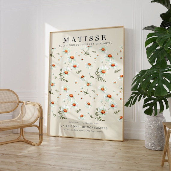 Matisse White Daisy Orange Center Wildflower Gallery Art Print