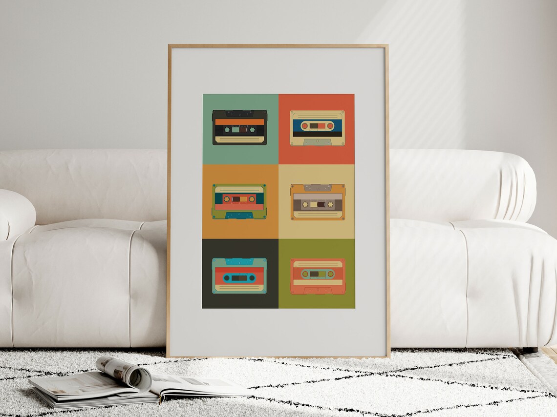 Cassette Tape Pop Art Music Poster, College Room Decor - Image 3