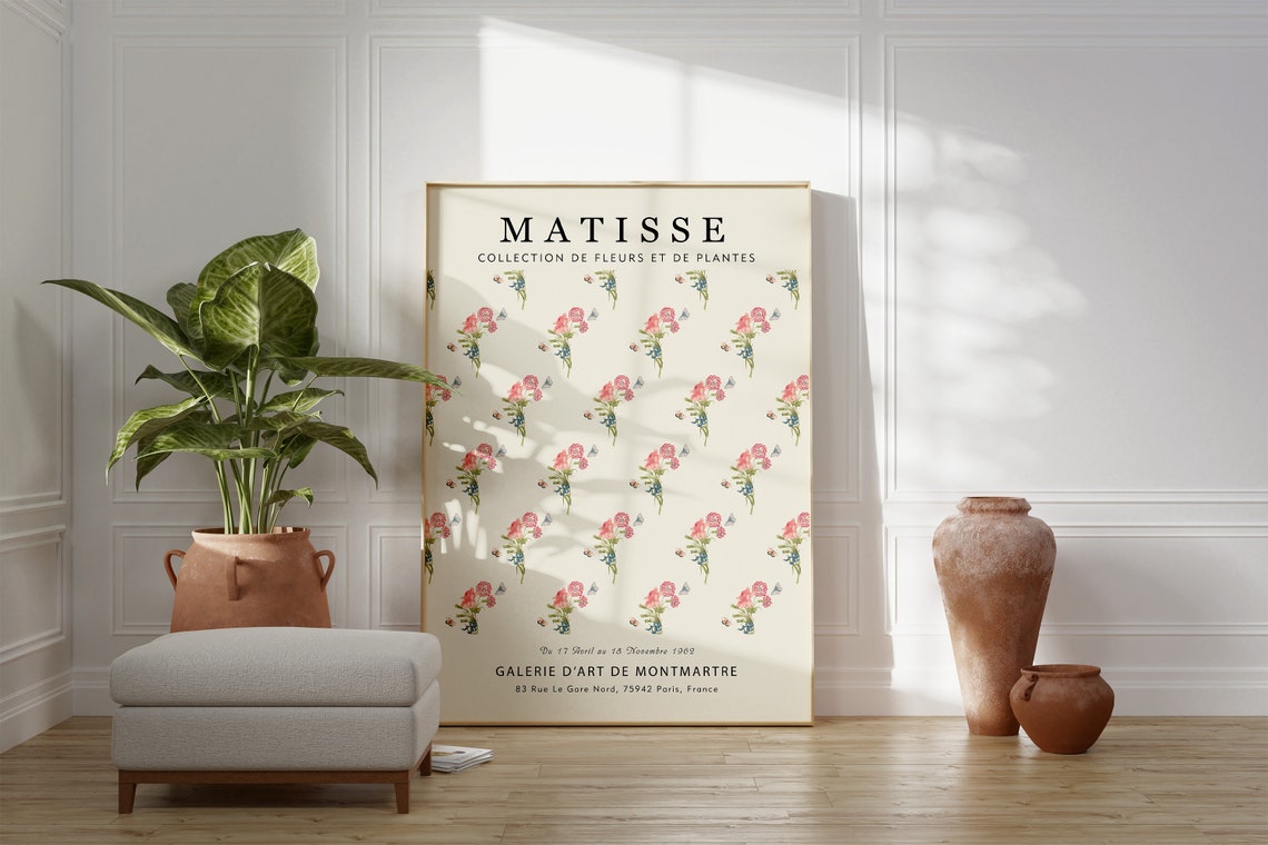 Matisse Mini Pink Rose Bouquet Pattern Floral Gallery Art Print