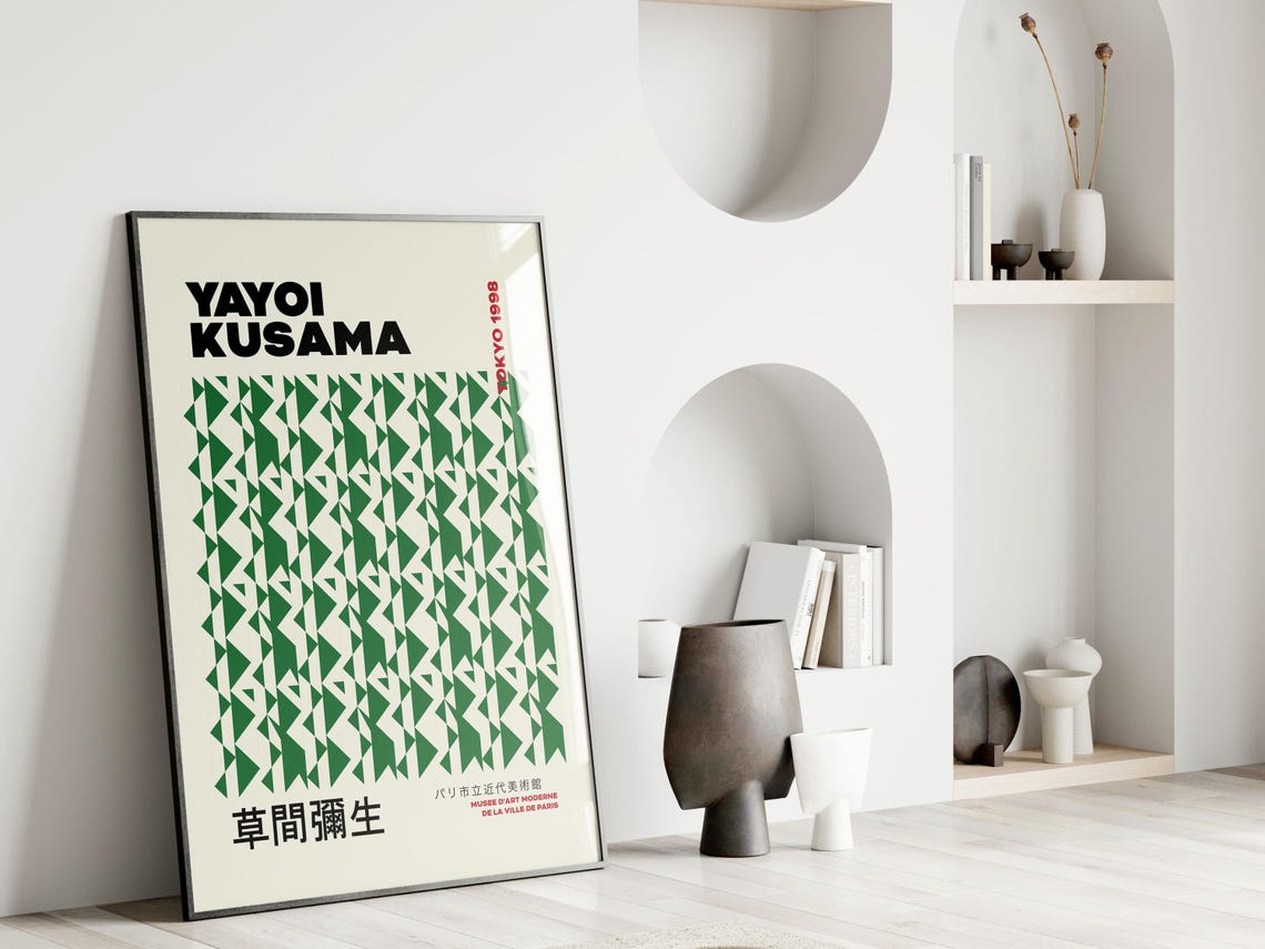 Yayoi Kusama Tokyo 1998 Green Triangle Pattern Exhibition Poster - Image 2