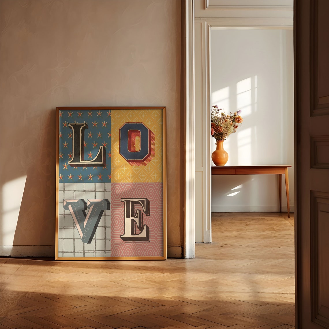 Colorful Retro Circus Letterpress LOVE Typography Home Poster - Image 2