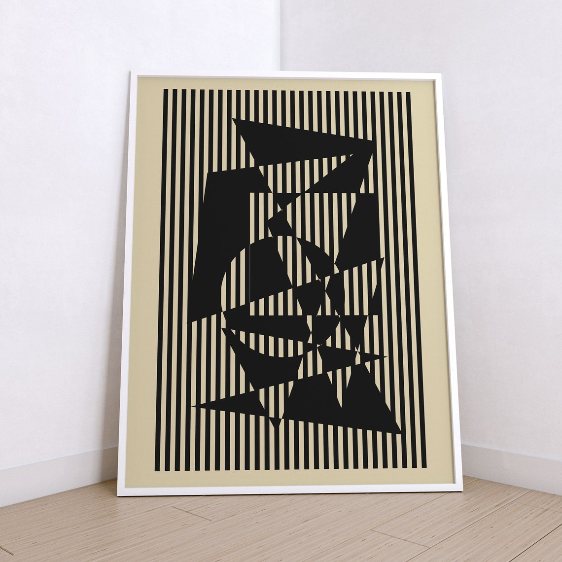 Bauhaus Striped Geometric Black Modernist Abstract Art Poster - Image 2