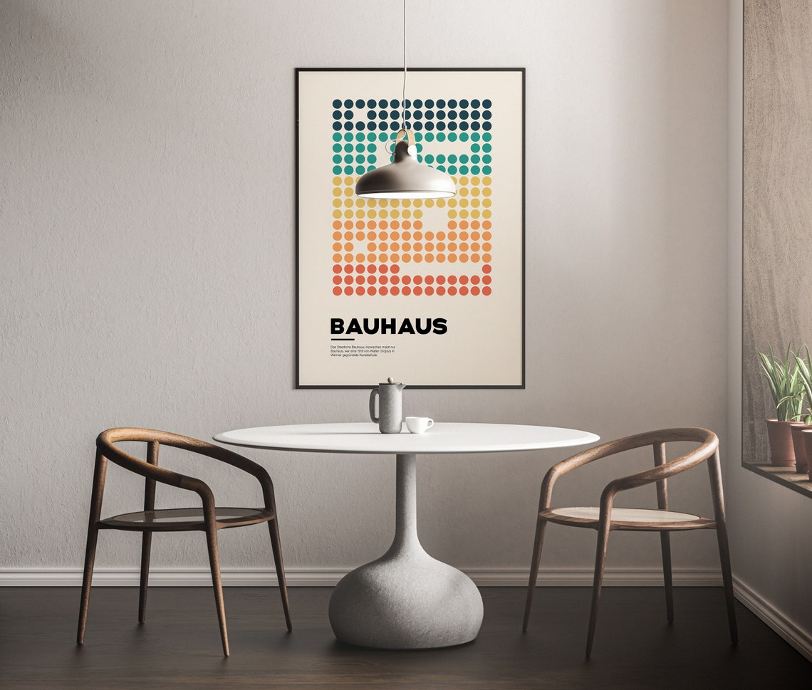 Bauhaus Retro Gradient Dots 25 Warm Sunset Palette Design Poster - Image 3