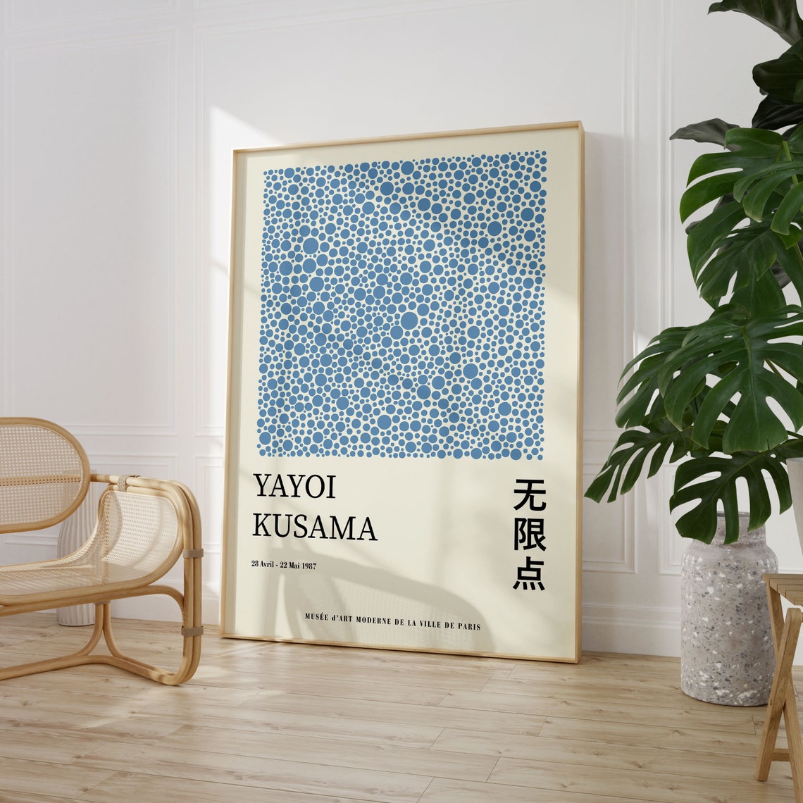 Blue Dots Yayoi Kusama Paris 1987 Exhibition Style Abstract Poster