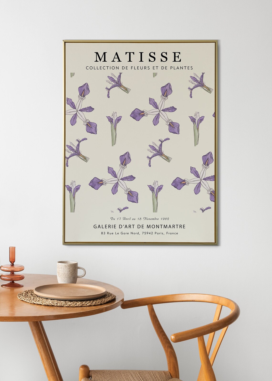 Matisse Purple Iris Blossom Scattered Floral Gallery Art Print - Image 4