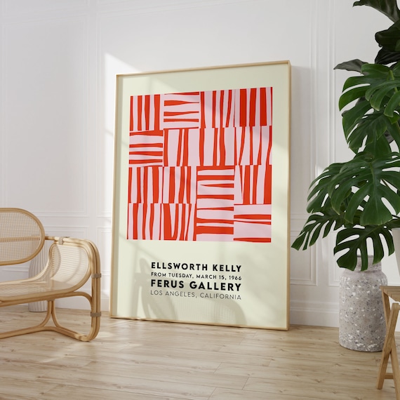 Ellsworth Kelly Exhibition Poster Red Stripes Print Abstract Geometric Art Midcentury Print High Quality
