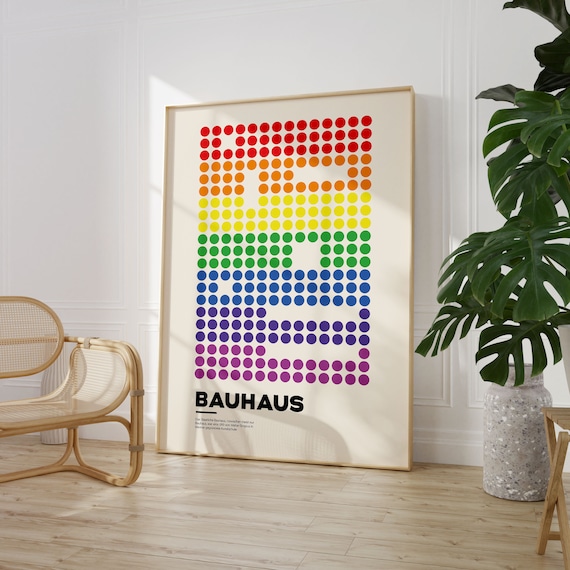 Rainbow Geometric Bauhaus Poster Abstract Bauhaus Print Lgbtq Print Office Decor