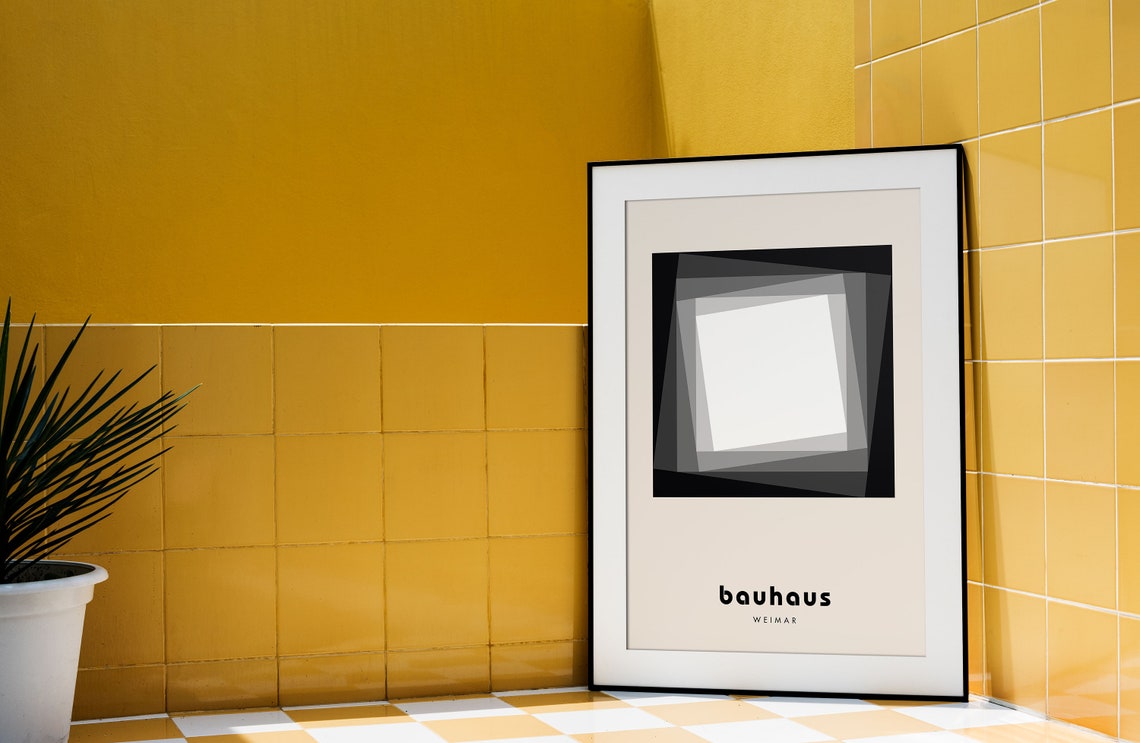 Black and White Layered Square Bauhaus Weimar Mid Century Poster - Image 4